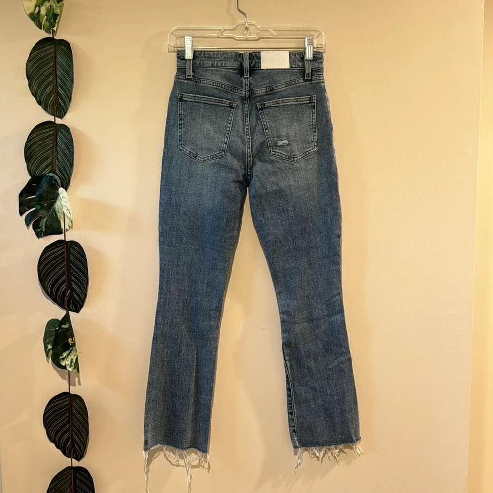 Pistola‎ Straight Leg Jeans Size 25- Distressed Medium Wash Blue Raw Hem